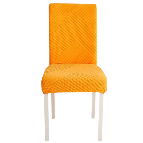 Slipcovers Chair Cover Orange Knitted Lines Design Anti Dirt Elastic Material For Dining Room Kitchen Wedding Hotel Banquet Restaurant