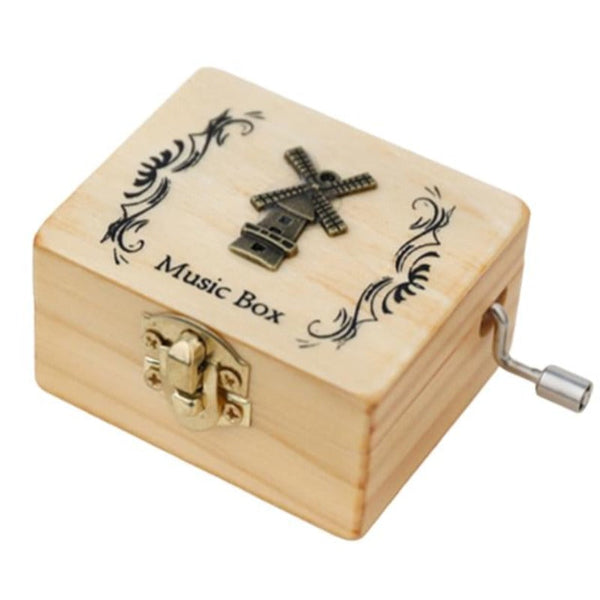 Music Boxes Animal/Tower/Sailboat Design Carved Mini Wooden Music Box Kids Birthday Gift