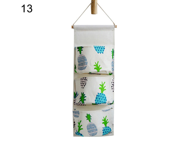 3 Pocket Cactus Pineapple Door Wall Closet Hanging Storage Bag Pouch Organizer-13#