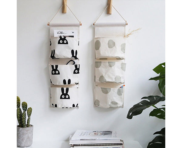 Hanging Closet Storage 3 Pocket Cactus Pineapple Door Wall Closet Hanging Storage Bag Pouch Organizer 13#