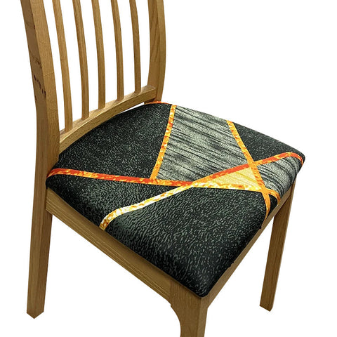 Slipcovers Chair Cover Black Orange Linear Criss Cross Design Stretch Seat For Home Dining Kitchen