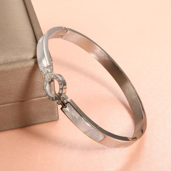 Bracelets White Shell Roman Numeral Bangles And Bracelet With Natural Zircon Material