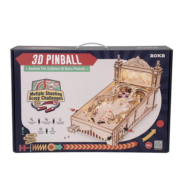 Puzzles Robotime Rokr Diy Pinball Machine 3D Wooden Puzzle Table Game Eg01