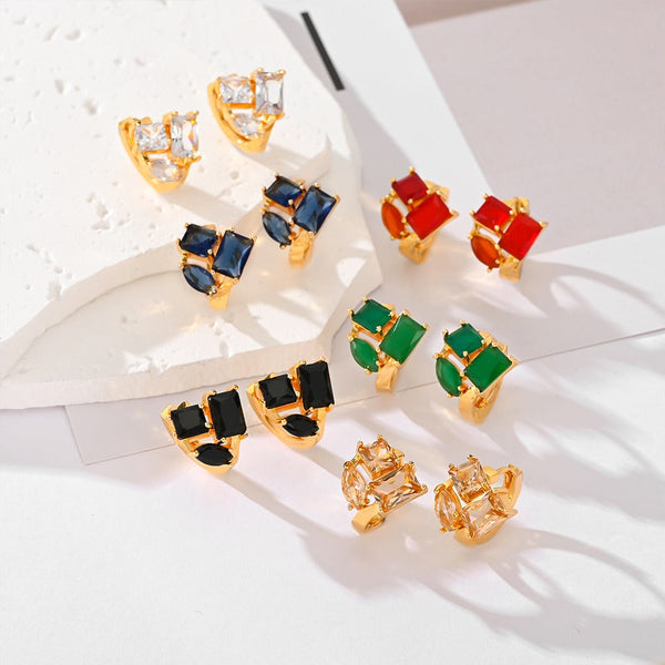 Earrings Various Colours Of Zircon For Women Fashion Commuting Jewelry