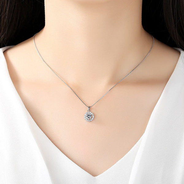 Necklaces & Pendants Flash Sona Diamond Disc S925 Sterling Silver Pendant Necklace