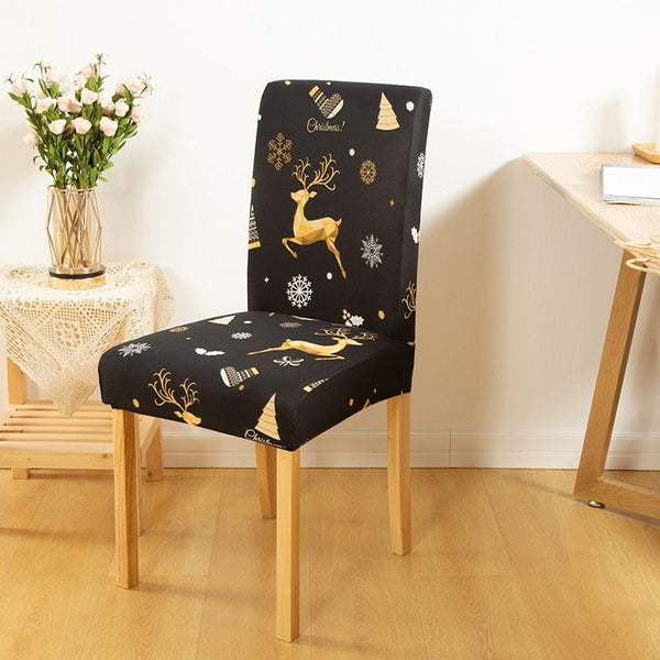 Slipcovers Chair Cover Black With Gold Icon Design For Dining Room Kitchen And Events