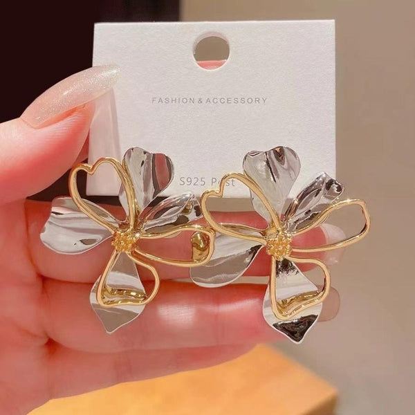 Earrings Metal Cold Wind Flower For Women Personalised Alloy Accessory