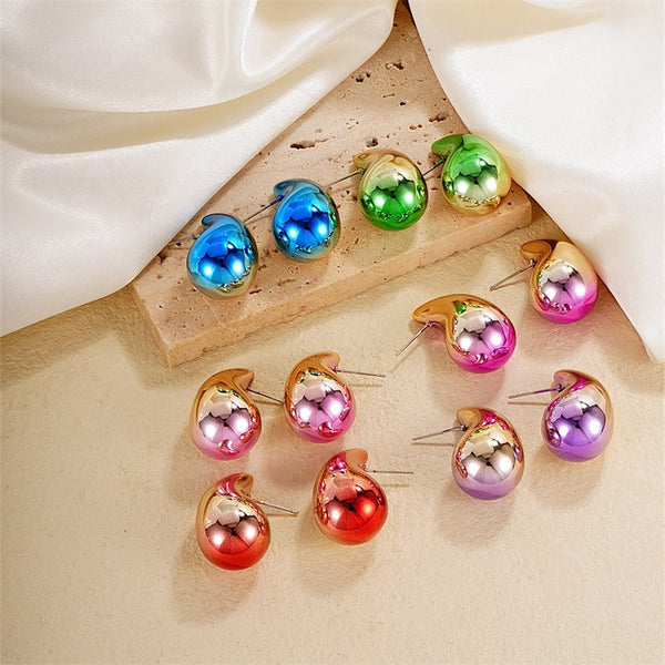 Earrings Gradient Colour Hollow Water Drop For Women Fashion Jewellery Accessories