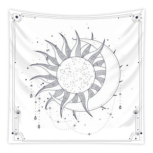 Tapestries Tapestry White Sun And Moon Dance 230X150cm Psychedelic Scene Art