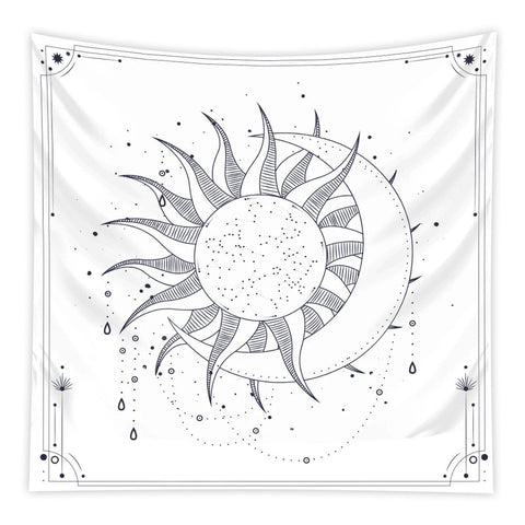 Tapestries Tapestry White Sun And Moon Dance 200X150cm Psychedelic Art For Home Decor