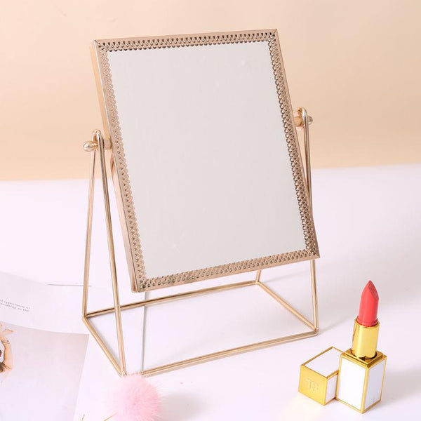 Golden Makeup Mirror Home Decor Desktop Table