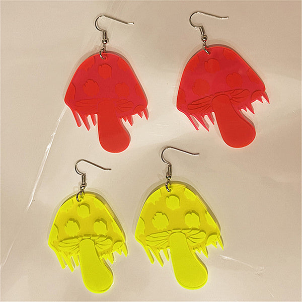 Dressing Tables Cute Unique Acrylic Fluorescent Small Mushroom Earrings Women