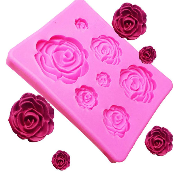 Muffin Pans & Baking Moulds 3D Silicone Mini Rose Mold Flower Shape Cake Decorating Mould