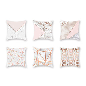 Cushions & Decorative Pillows 6Pcs Marble Rose Gold Geometric Peach Skin Cashmere Pillow Cover Lines