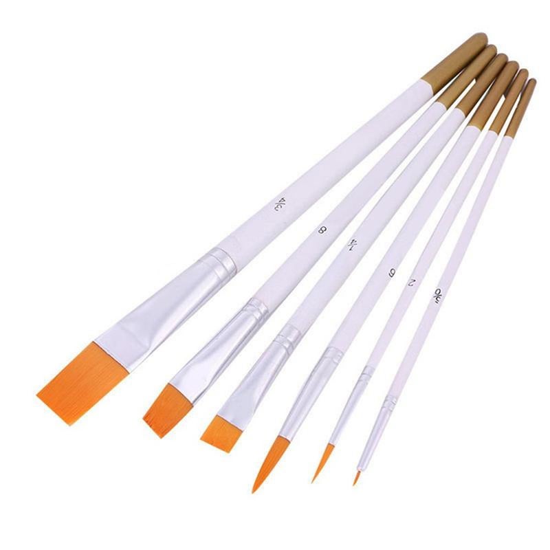 Artists Brushes 6Pcs Painting Brushes Set Nylon Hair Oil Watercolor Art Tool Supplies