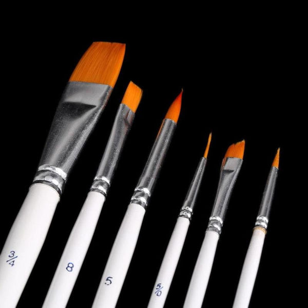 Artists Brushes 6Pcs Painting Brushes Set Nylon Hair Oil Watercolor Art Tool Supplies