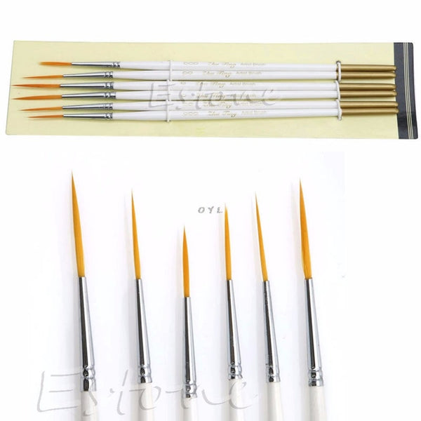 Artists Brushes 6Pcs/Set Nylon Hair Round Paint Brush Hook Line Pen Artist Draw Painting Craft