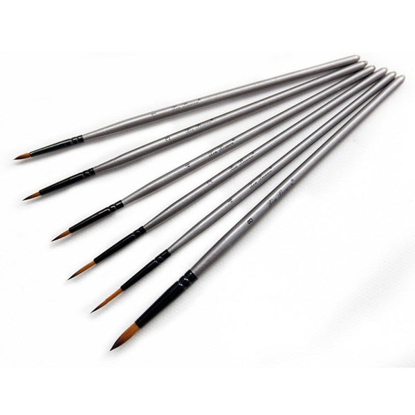 Artists Brushes 6Pcs/Set Silver Paint Brushes Nylon Hook Line Pen For Acrylic Watercolor