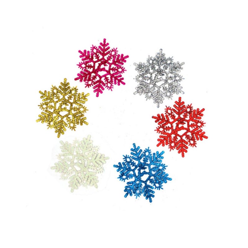 Seasonal Decorations 6Pcs Snowflakes Christmas 14Cm Plastic Glitter Flake Ornaments Tree Pendant