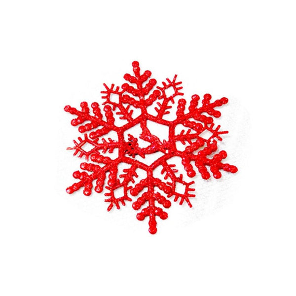 Seasonal Decorations 6Pcs Snowflakes Christmas 14Cm Plastic Glitter Flake Ornaments Tree Pendant