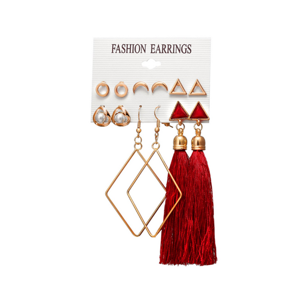 6Pcs Tassel Earrings Female Bohemian Ethnic Style 1