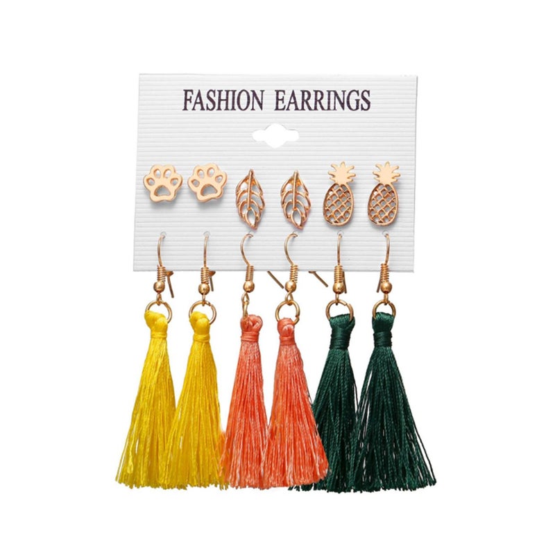 Earrings 6Pcs Tassel Female Bohemian Ethnic Style 3