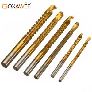 Wood Drill Bits 6Pcs Titanium Coated Drill Saw Carpenter Woodworking Plastic Metal Hole Grooving