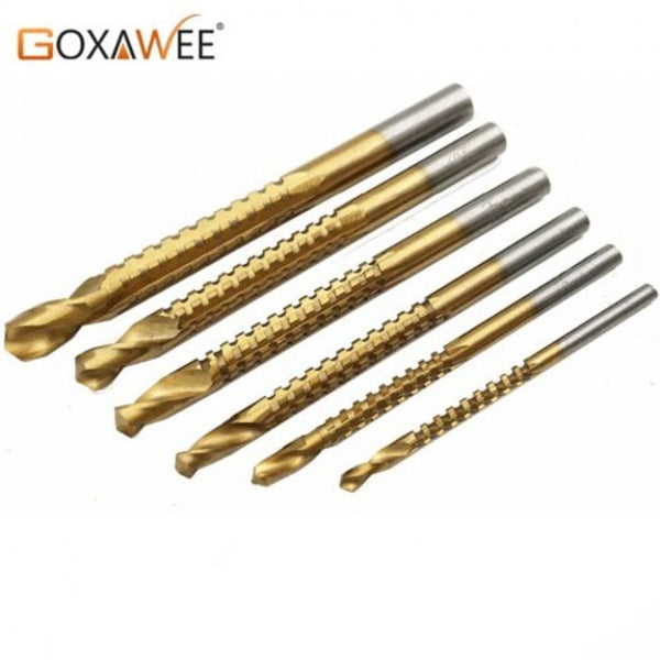 Wood Drill Bits 6Pcs Titanium Coated Drill Saw Carpenter Woodworking Plastic Metal Hole Grooving