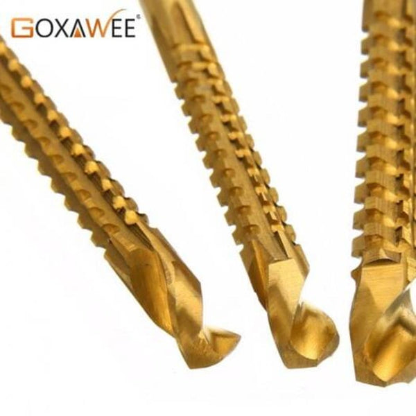 Wood Drill Bits 6Pcs Titanium Coated Drill Saw Carpenter Woodworking Plastic Metal Hole Grooving