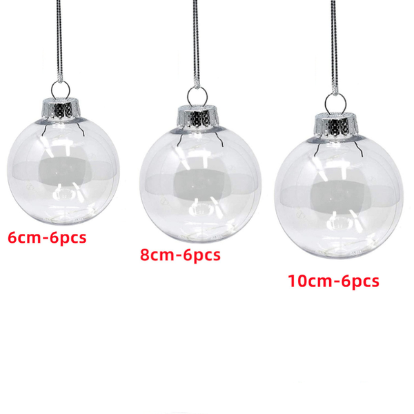 Seasonal Decorations 6Pcs Transparent Plastic Christmas Bauble Ball Tree Decorations