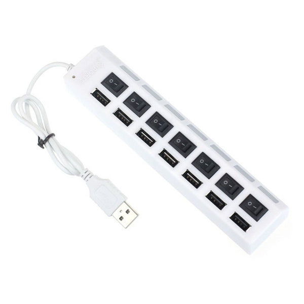 USB Cables, Hubs & Adapters 7 Port Usb 2.0 Hub Adapter With On/Off Switch White