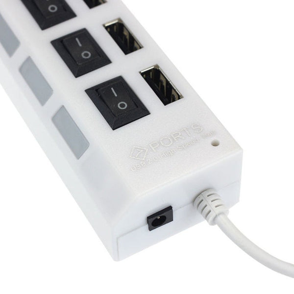 USB Cables, Hubs & Adapters 7 Port Usb 2.0 Hub Adapter With On/Off Switch White