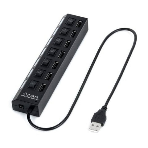 USB Cables, Hubs & Adapters 7 Ports Usb 2.0 Hub Adapter With Independent Switch Black Usb2.0