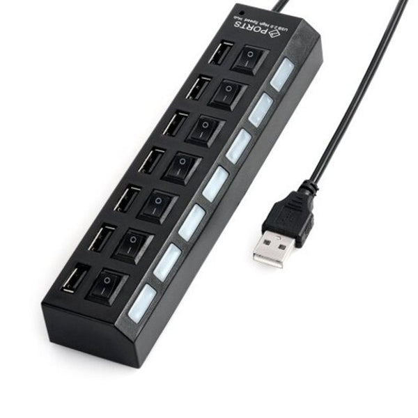 USB Cables, Hubs & Adapters 7 Ports Usb 2.0 Hub Adapter With Independent Switch Black Usb2.0