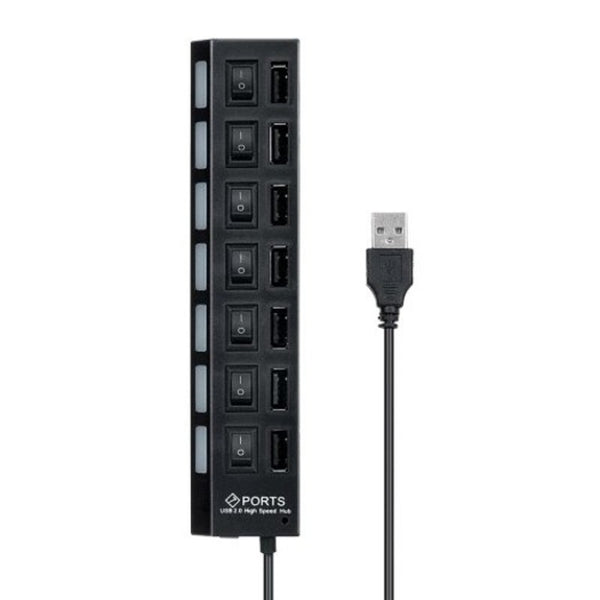 USB Cables, Hubs & Adapters 7 Ports Usb 2.0 Hub Adapter With Independent Switch Black Usb2.0