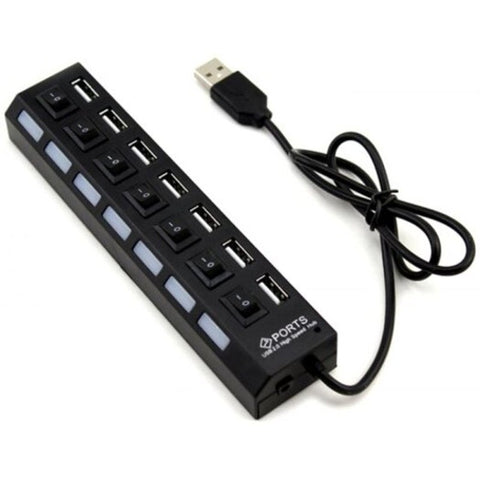 USB Cables, Hubs & Adapters 7 Ports Usb 2.0 Hub With Independent Switch Black