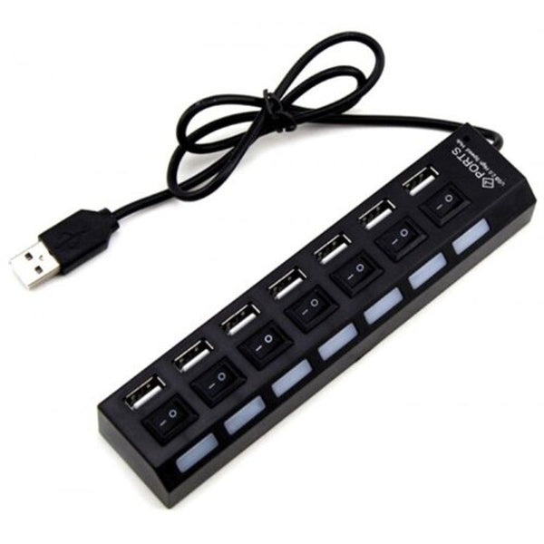 USB Cables, Hubs & Adapters 7 Ports Usb 2.0 Hub With Independent Switch Black