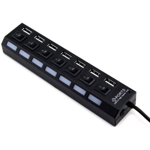 USB Cables, Hubs & Adapters 7 Ports Usb 2.0 Hub With Independent Switch Black