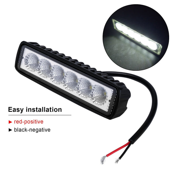 LED Car Lights 2 X 6Inch 18W Led Work Light Bar Driving Lamp Flood Truck Offroad Mining Ute 4Wd