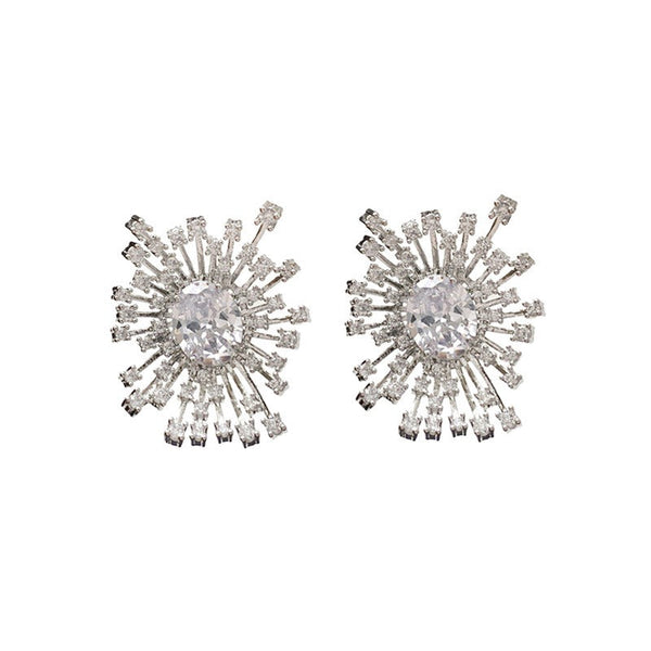 Earrings Fireworks Sparkling Hollow Zircon Copper For Various Occasions