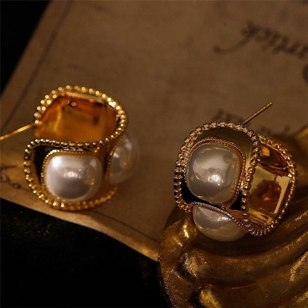 Earrings C Shaped Pearl Elegant Hoop Women Ladies Accessories