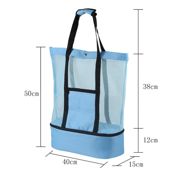 Insulated Food Delivery Bags Large Capacity Beach Picnic Camping Mesh Tote Bag With Cooler