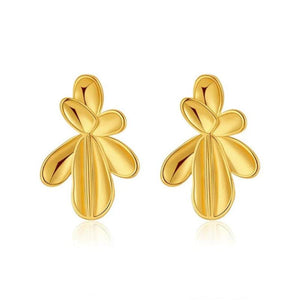 Earrings Irregular Three Dimensional Leaf Plated Earring In 18K Real Gold Colour