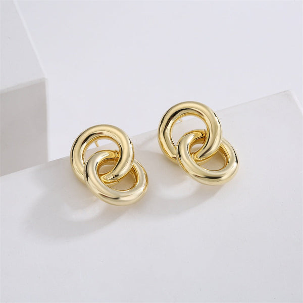 Earrings Glossy Geometric Retro High End Copper Cool Style Accessories