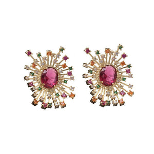 Earrings Fireworks Sparkling Hollow Zircon Copper For Various Occasions