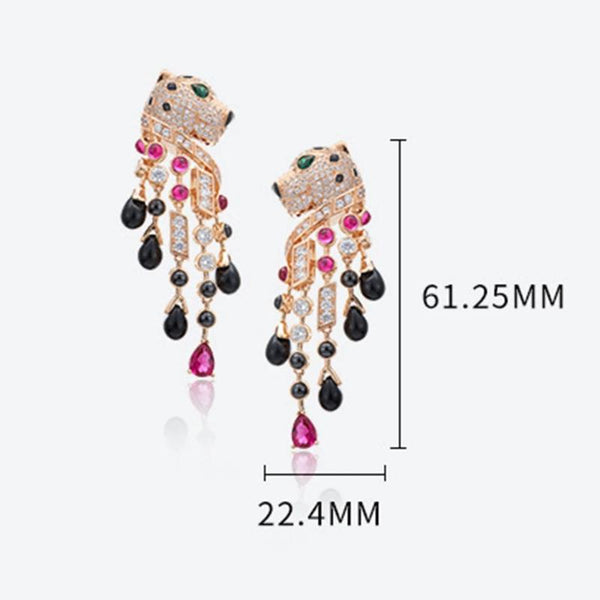 Earrings Leopard Heavy Industry Gold Plated With Zircon For Women