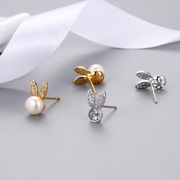 Earrings Cute Little Rabbit Girl Zircon Pearl Fashionable Stylish Accessories