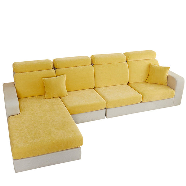 Slipcovers Sofa Cover Pastel Yellow L Shape Polyester Chenille Thick Stretchable For Living Room