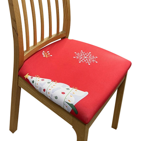 Slipcovers Chair Cover Red Christmas Tree Print Stretch Seat For Home Dinning Kitchen Washable Removable