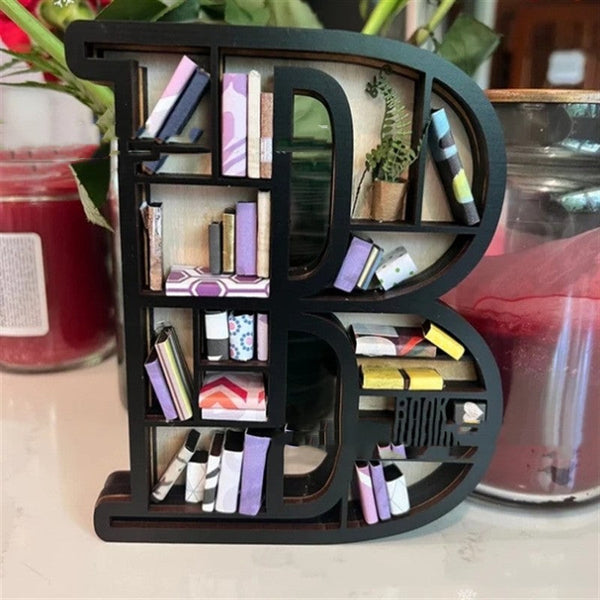 Bookshelves Custom Initial Book Lover Miniature Bookshelf